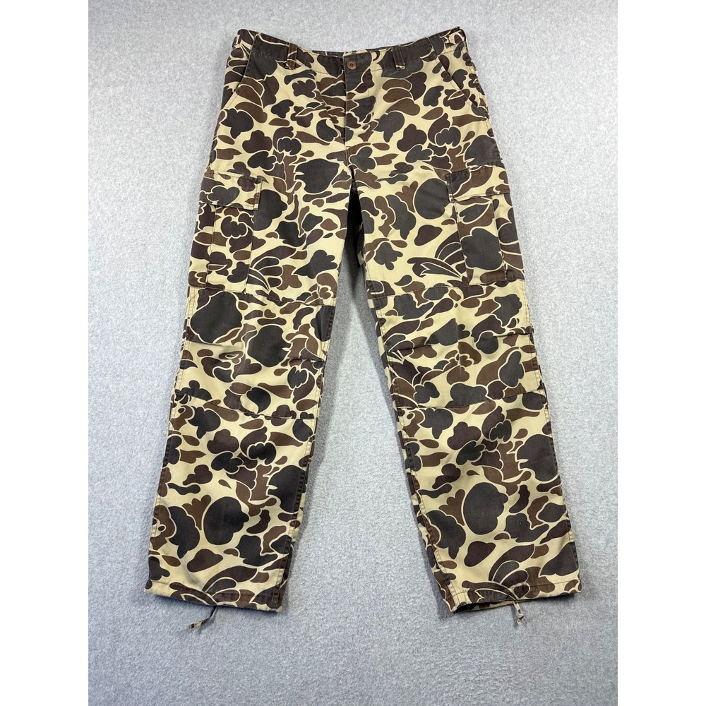 Vintage Winchester Duck Camo Hunting Pants Mens 38 x32 Brown Cargo Pockets